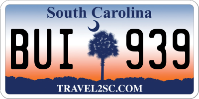 SC license plate BUI939