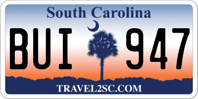 SC license plate BUI947