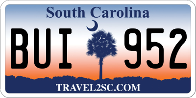 SC license plate BUI952