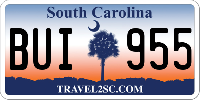 SC license plate BUI955