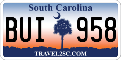 SC license plate BUI958