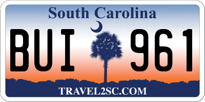 SC license plate BUI961
