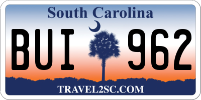 SC license plate BUI962