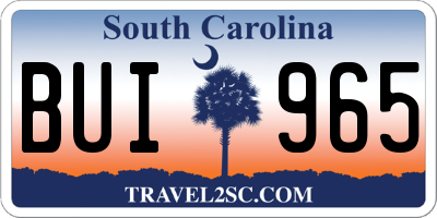 SC license plate BUI965
