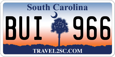 SC license plate BUI966