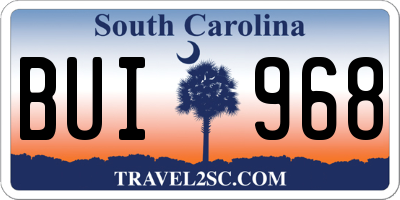 SC license plate BUI968