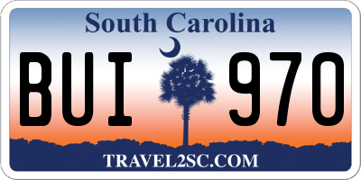 SC license plate BUI970
