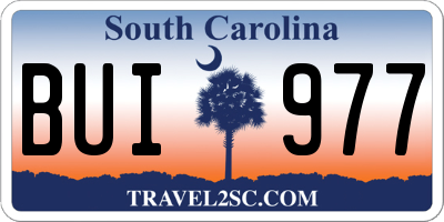 SC license plate BUI977