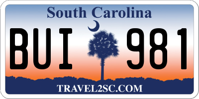 SC license plate BUI981