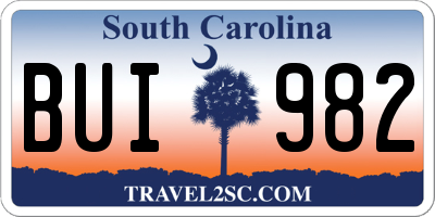 SC license plate BUI982