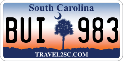 SC license plate BUI983