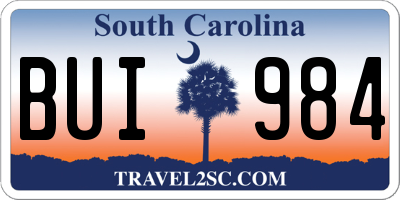 SC license plate BUI984