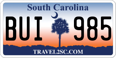 SC license plate BUI985