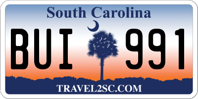 SC license plate BUI991