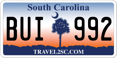 SC license plate BUI992