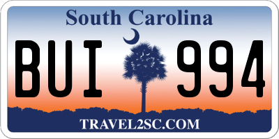 SC license plate BUI994