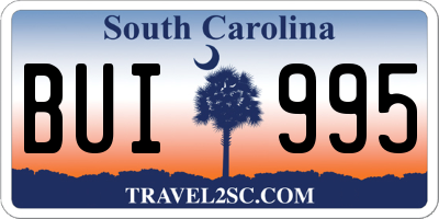 SC license plate BUI995