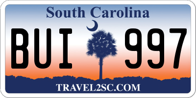 SC license plate BUI997