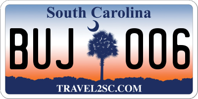 SC license plate BUJ006