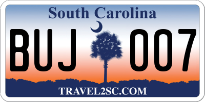 SC license plate BUJ007