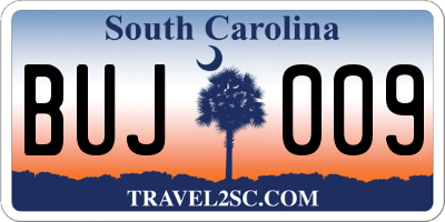 SC license plate BUJ009