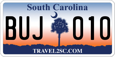 SC license plate BUJ010