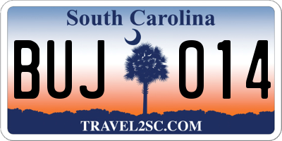 SC license plate BUJ014