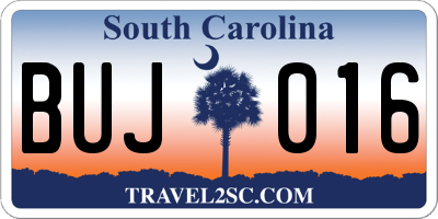 SC license plate BUJ016