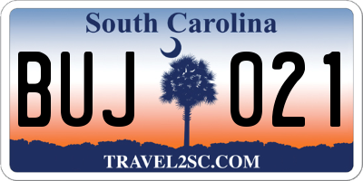 SC license plate BUJ021