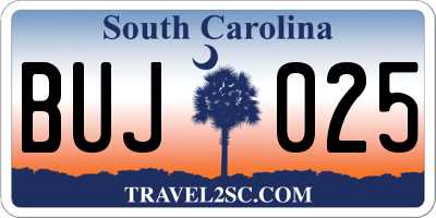SC license plate BUJ025