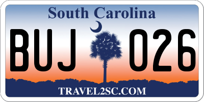 SC license plate BUJ026