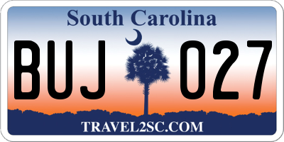 SC license plate BUJ027
