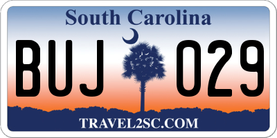 SC license plate BUJ029