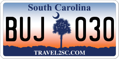 SC license plate BUJ030
