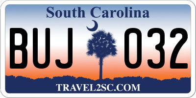SC license plate BUJ032