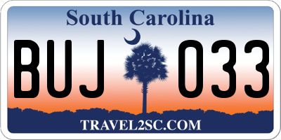 SC license plate BUJ033