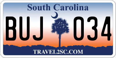 SC license plate BUJ034