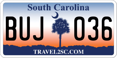 SC license plate BUJ036