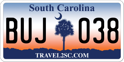 SC license plate BUJ038