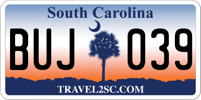 SC license plate BUJ039