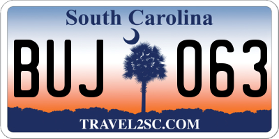 SC license plate BUJ063
