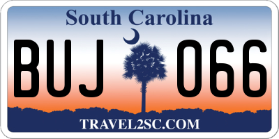 SC license plate BUJ066