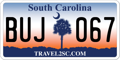 SC license plate BUJ067