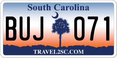 SC license plate BUJ071