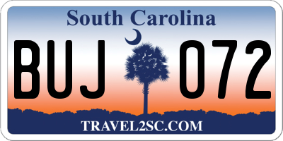 SC license plate BUJ072