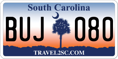 SC license plate BUJ080