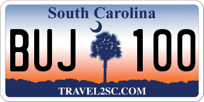 SC license plate BUJ100
