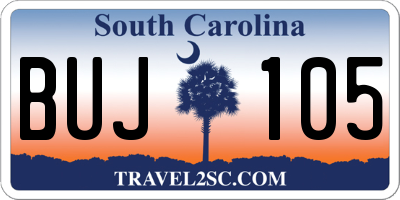 SC license plate BUJ105