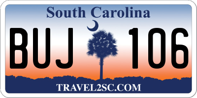SC license plate BUJ106