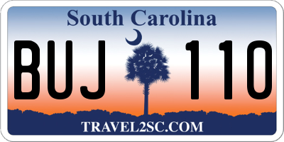 SC license plate BUJ110